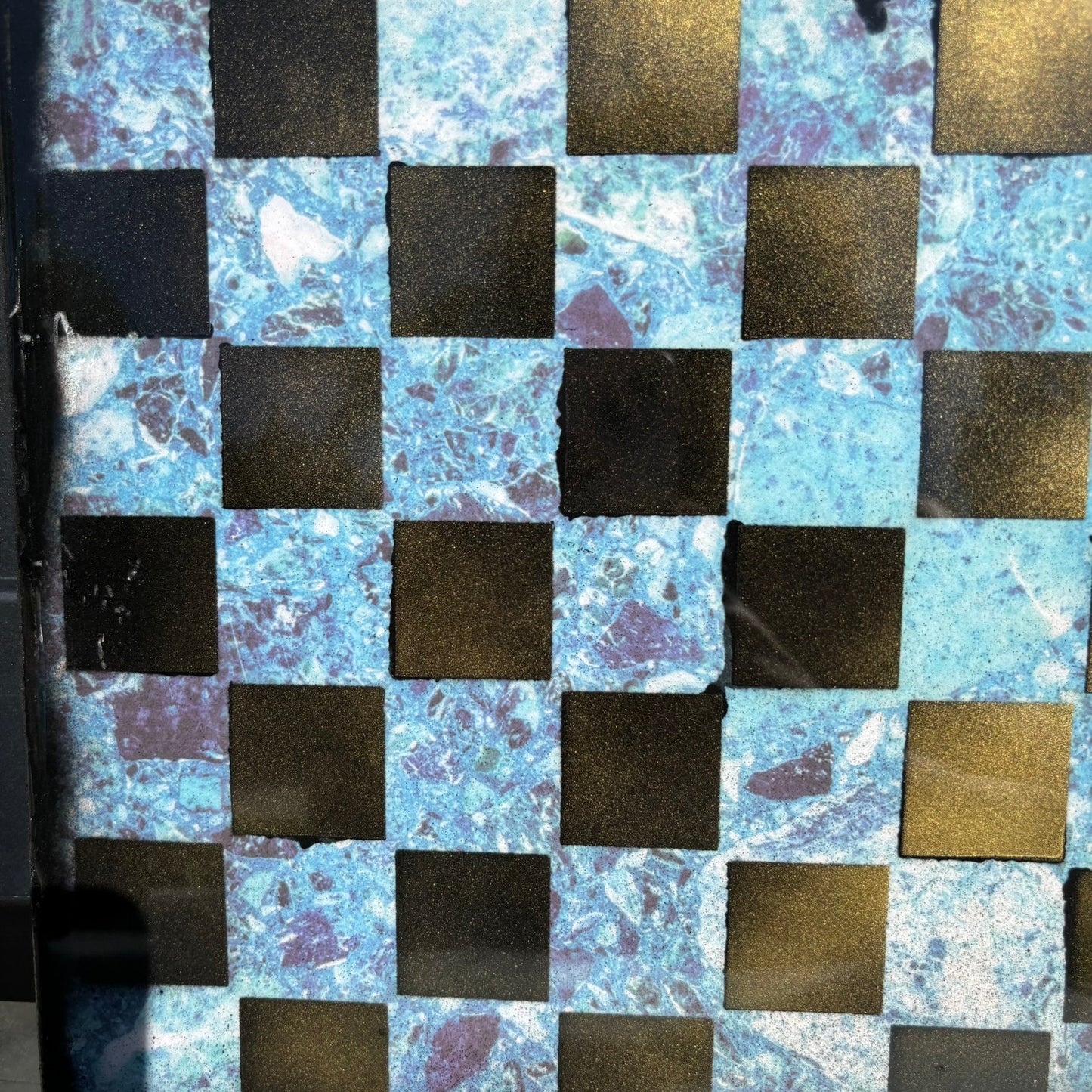Blue Crystal - Resin Coated Chess Board