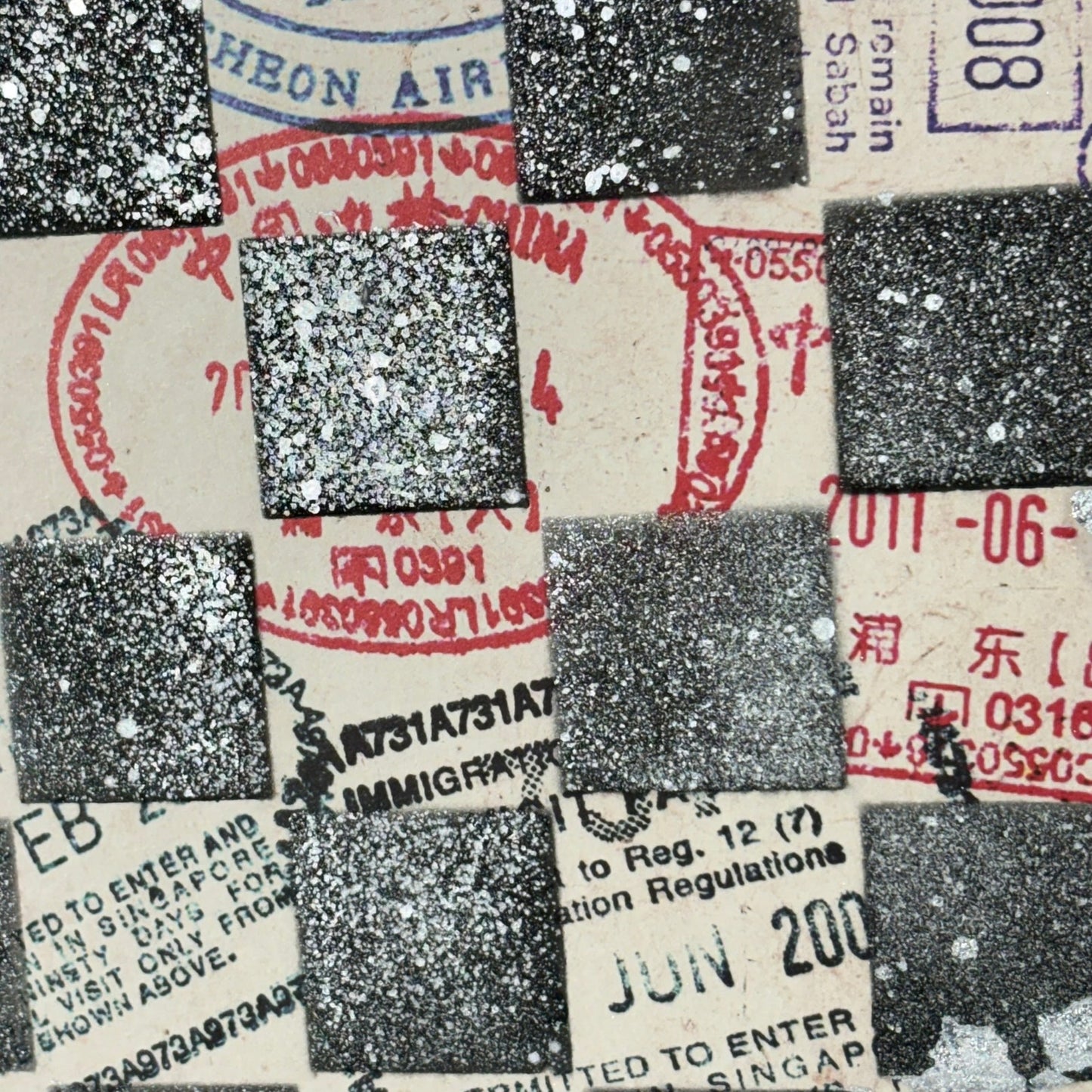 Vintage Stamps - Scrapbook Chess Board