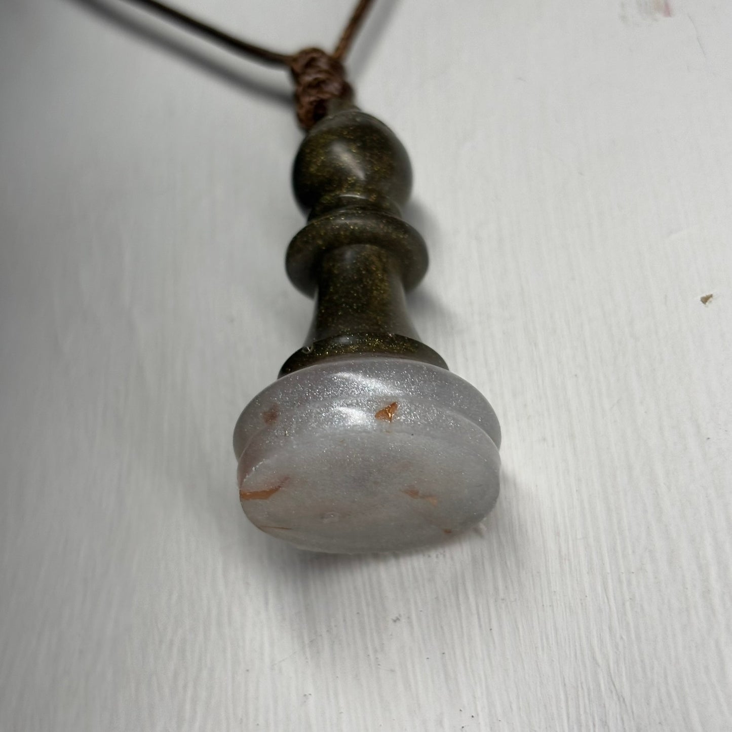 Vintage Green Bishop - Handmade Resin Chess Necklace
