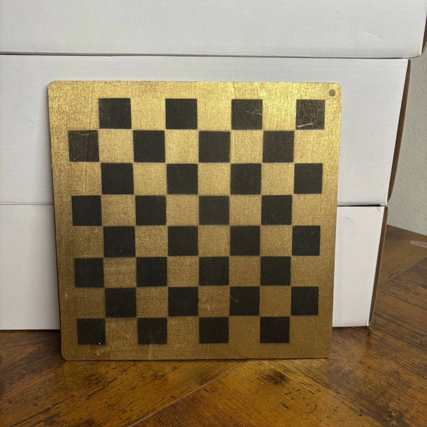 Black & Gold - Painted Thin Wooden Chess Board