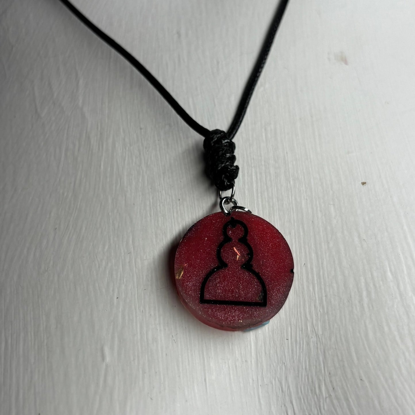 Dark Red Pawn - Handmade Resin Chess Necklace