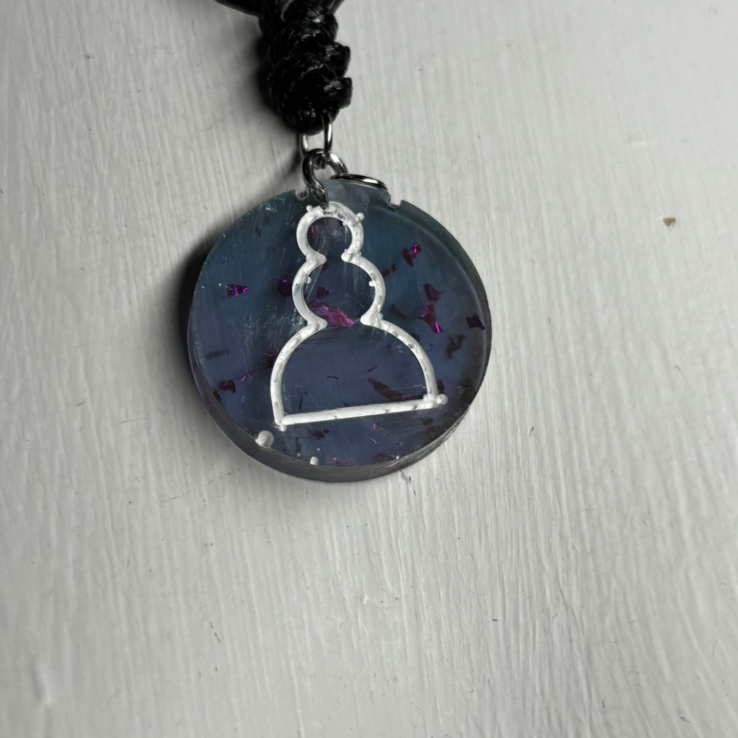 Translucent blue Pawn - Handmade Resin Chess Necklace