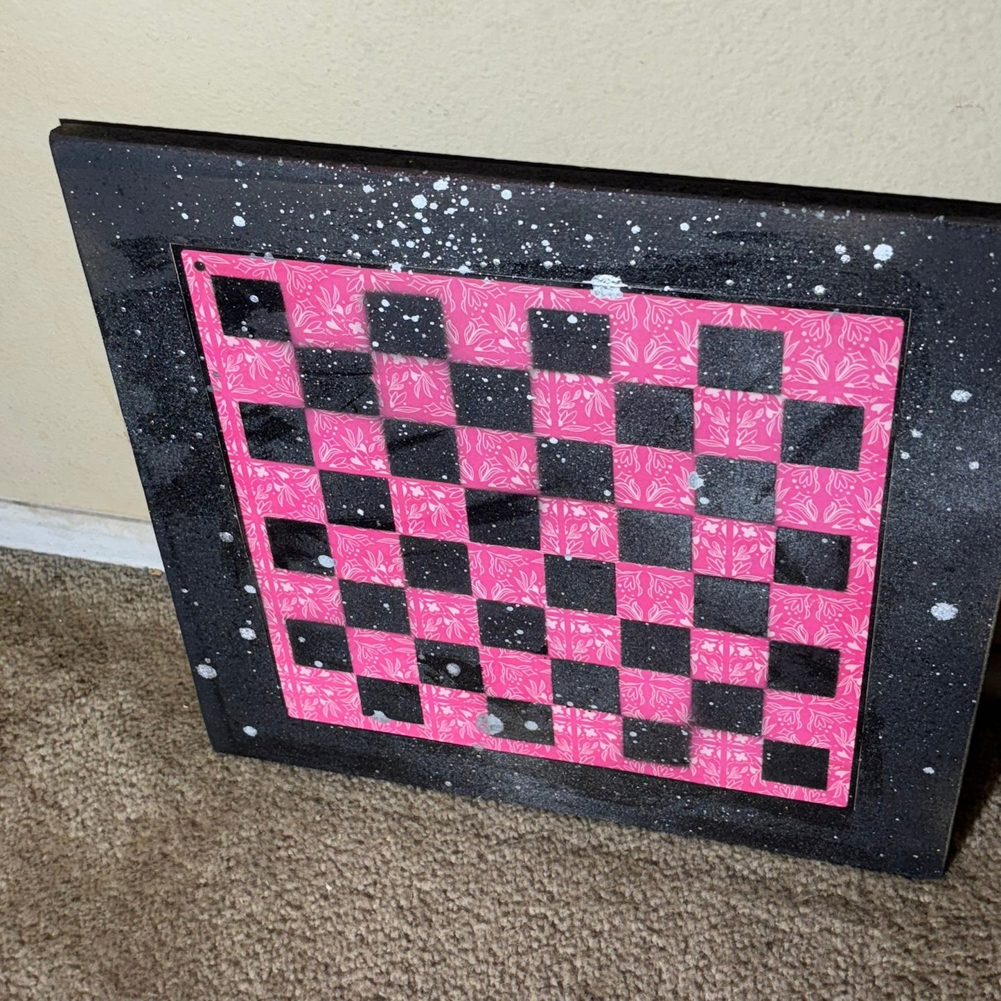 Hot Pink Flower - Large Scrapbook Chess Board