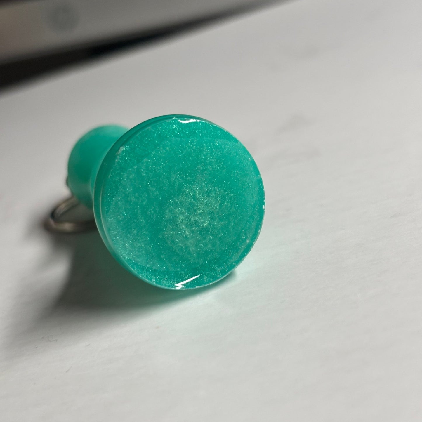 Aqua Green King - Handmade Resin Keychain