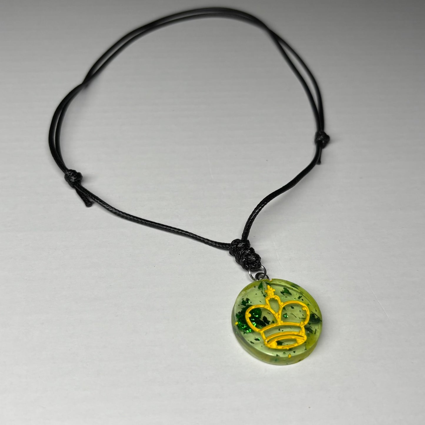 Green Transparent King - Handmade Resin Chess Necklace