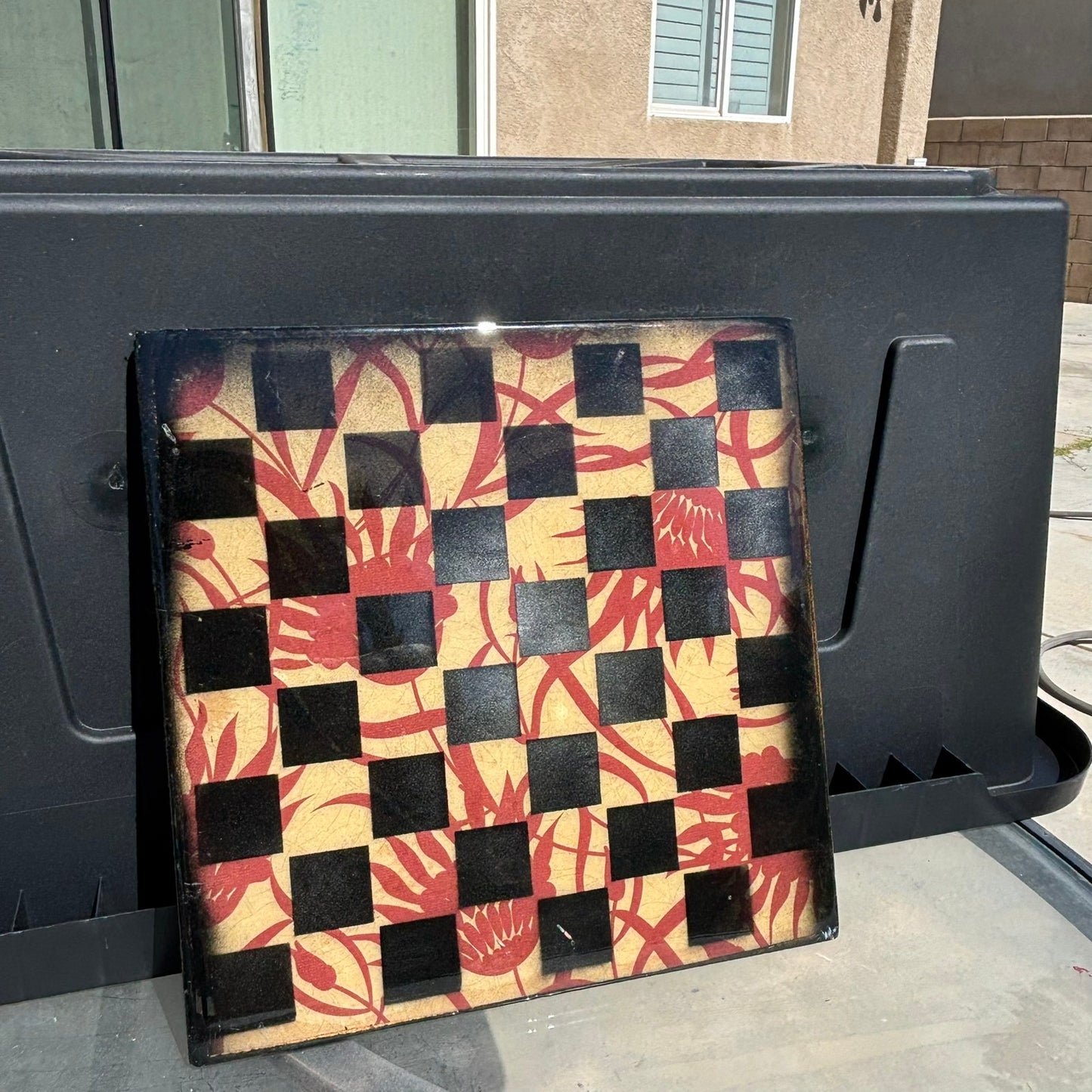 Yellow & Red Vintage Pattern - Resin Coated Chess Board