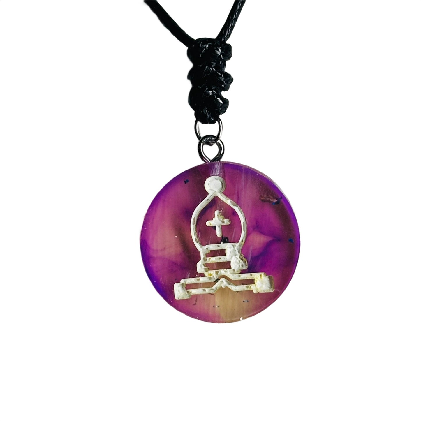 Mystic Purple Bishop - Handmade Resin Chess Necklace