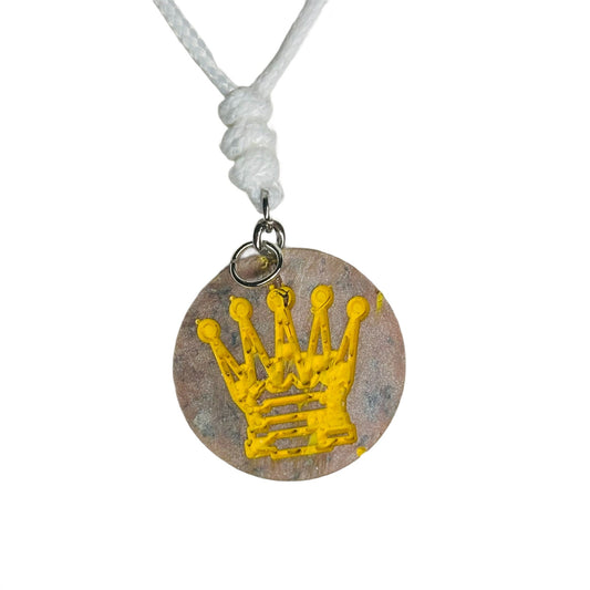 Simple Yellow Queen - Handmade Resin Chess Necklace