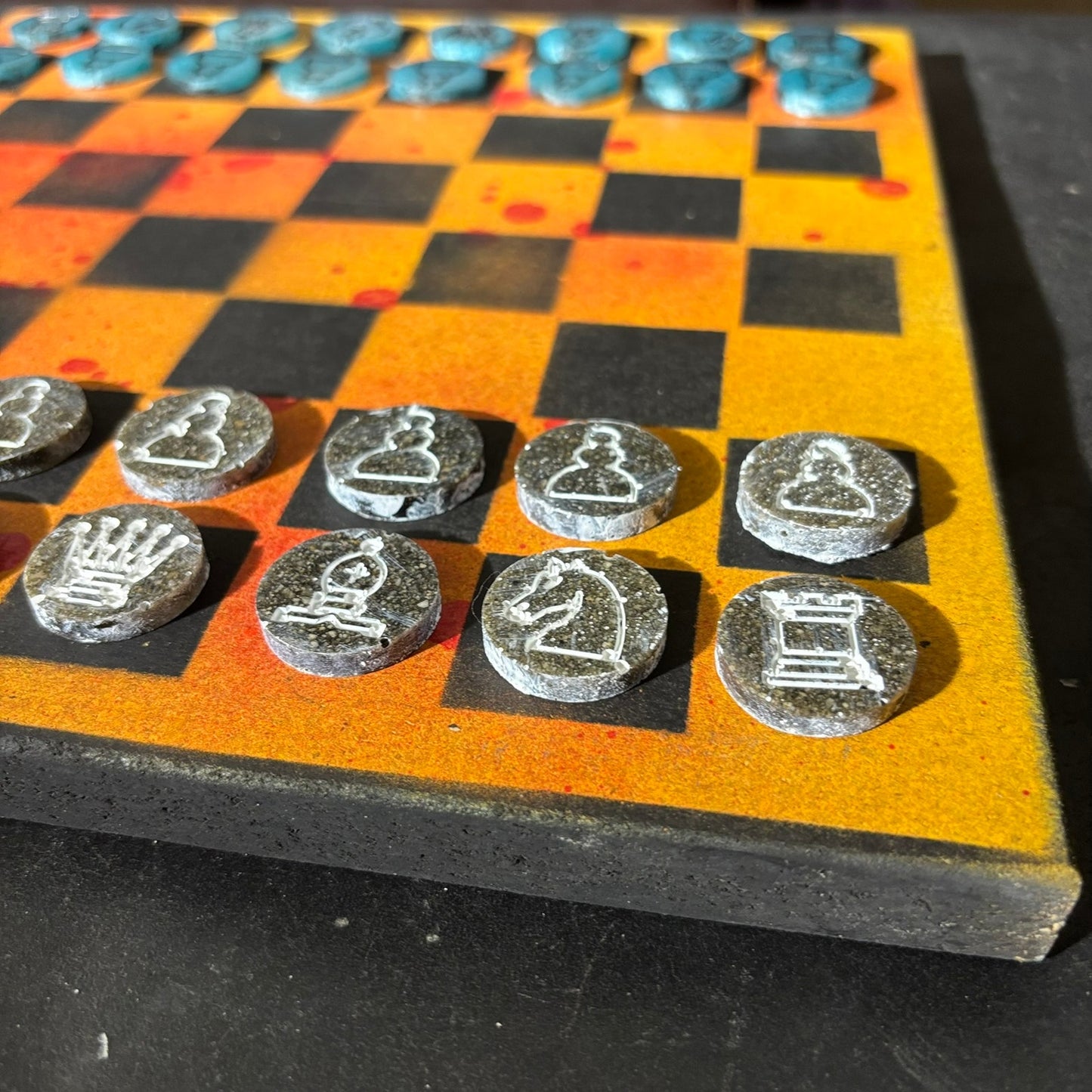 Fire Orange - Painted Chess Set