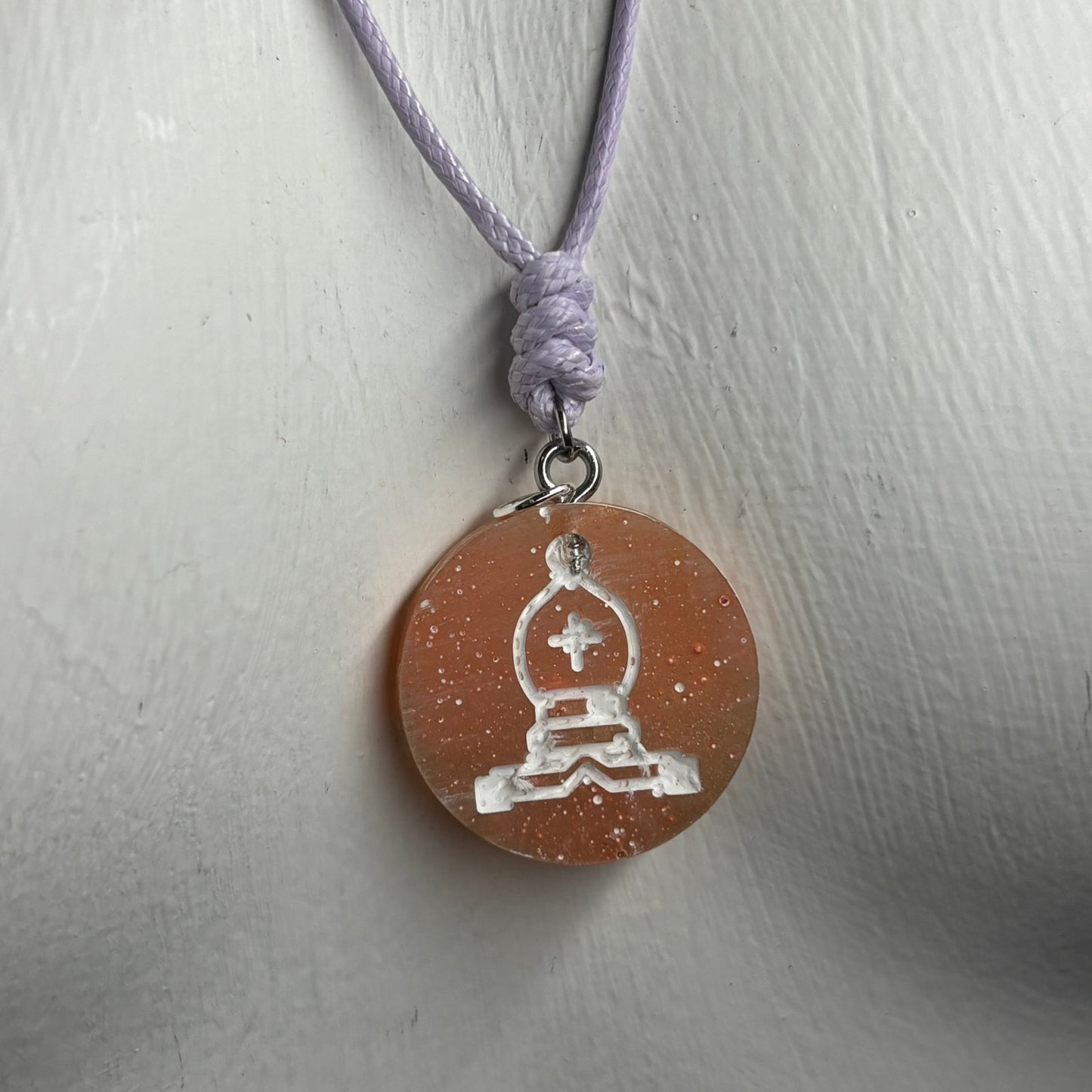 Orange Pawn - Handmade Resin Chess Necklace