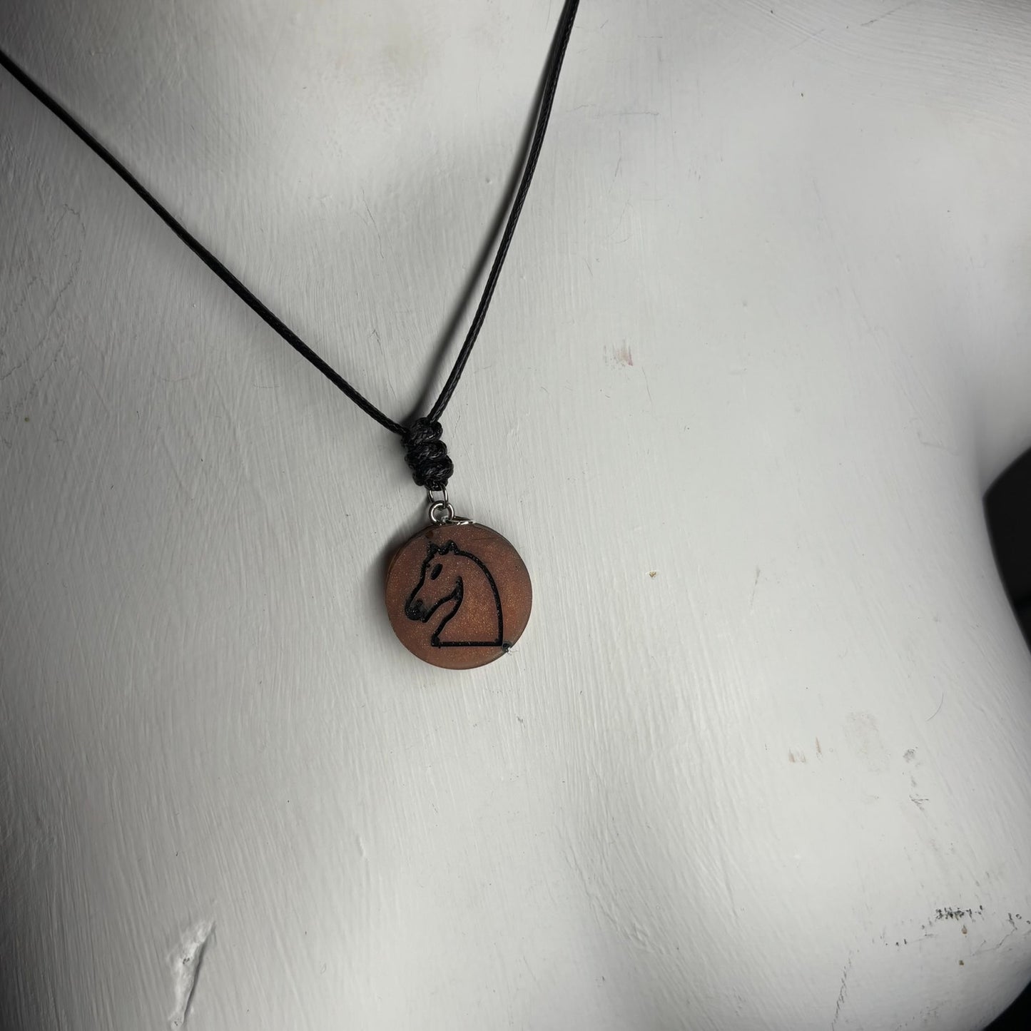 Dark Orange Knight - Handmade Resin Chess Necklace