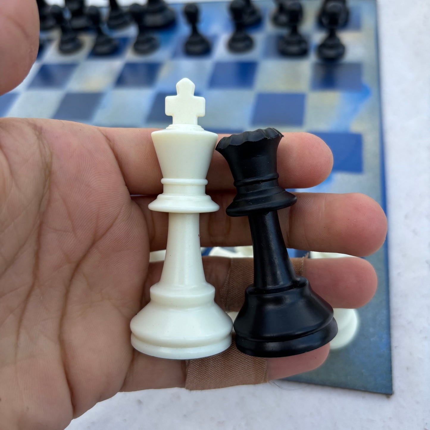 Smooth Blue - Painted Chess Set