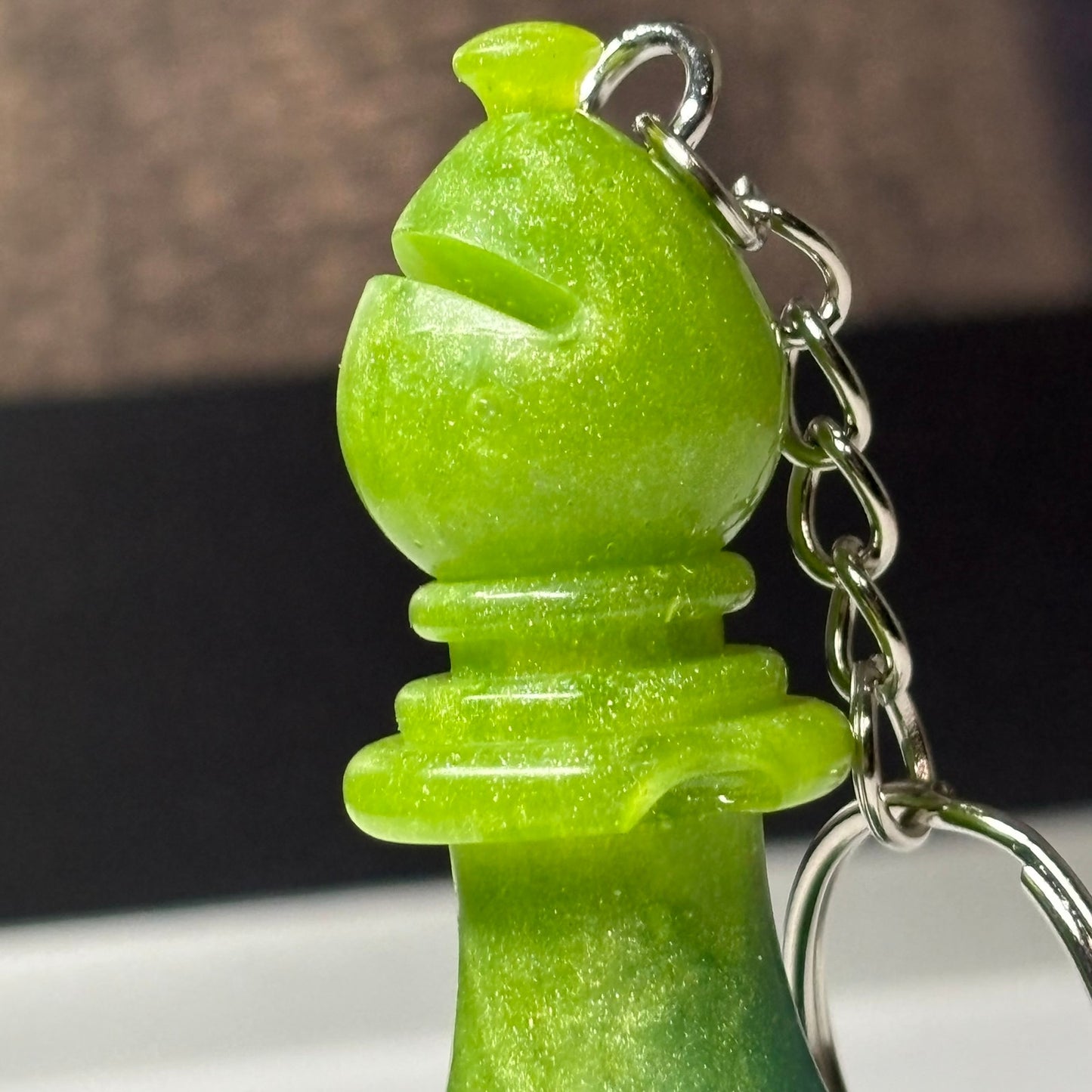 Lemon green Bishop - Handmade Resin Keychain - Large Edition