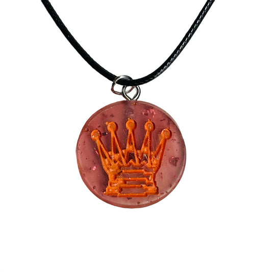 Purple/Orange Queen - Handmade Resin Chess Necklace