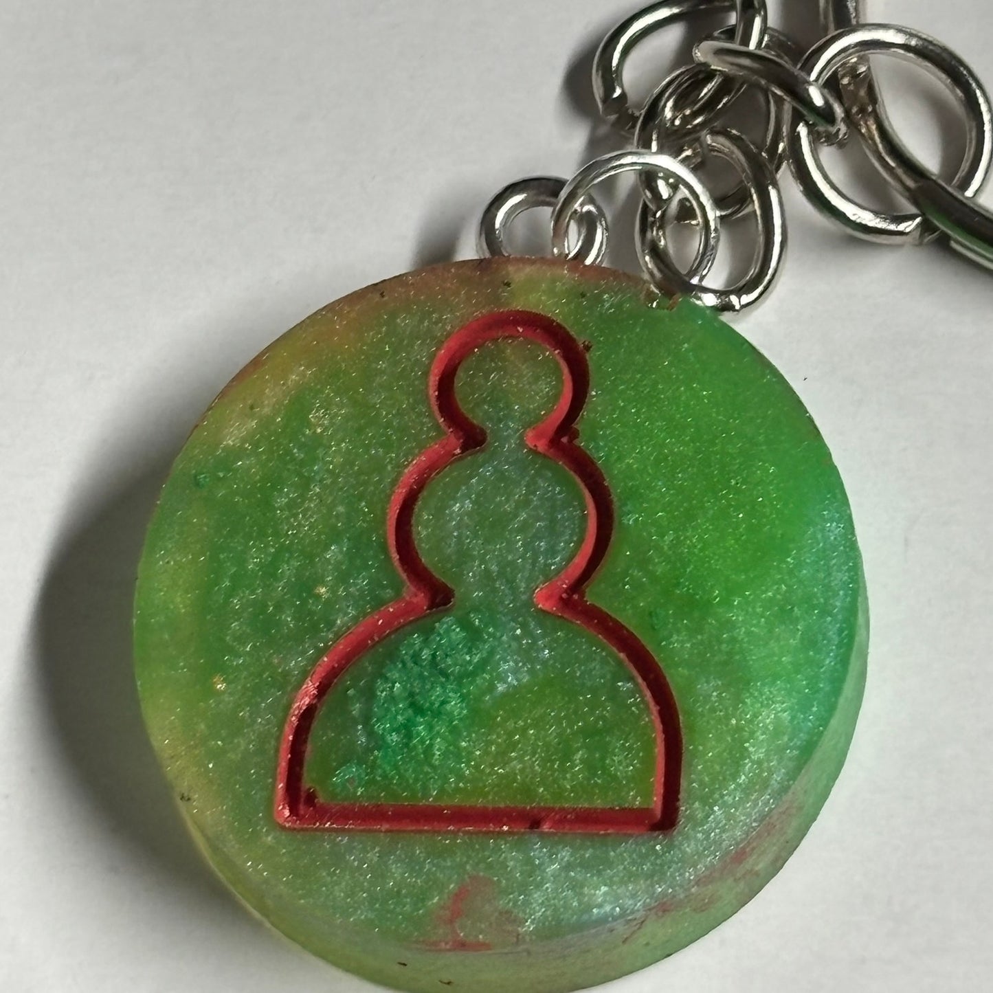 Green Red Pawn - Handmade Resin Keychain