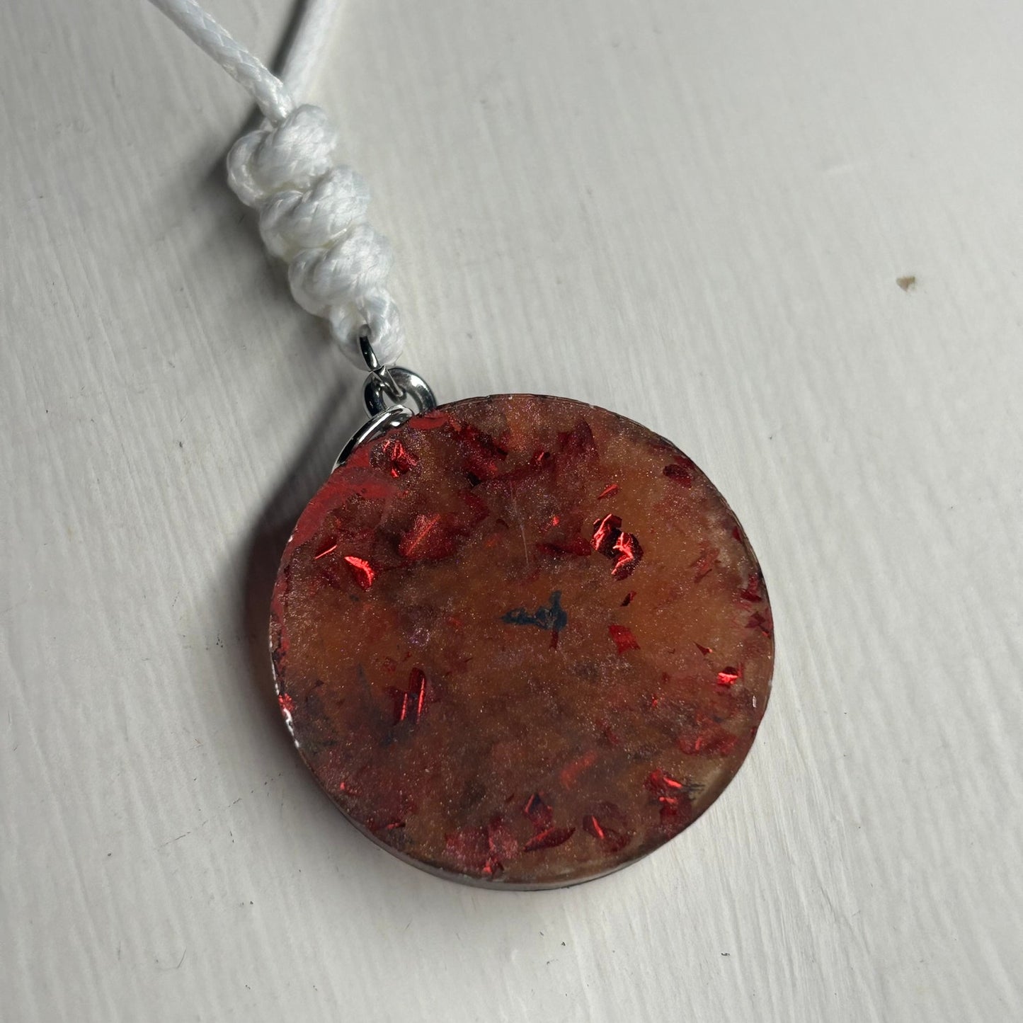 Vintage Orange Rook - Handmade Resin Chess Necklace