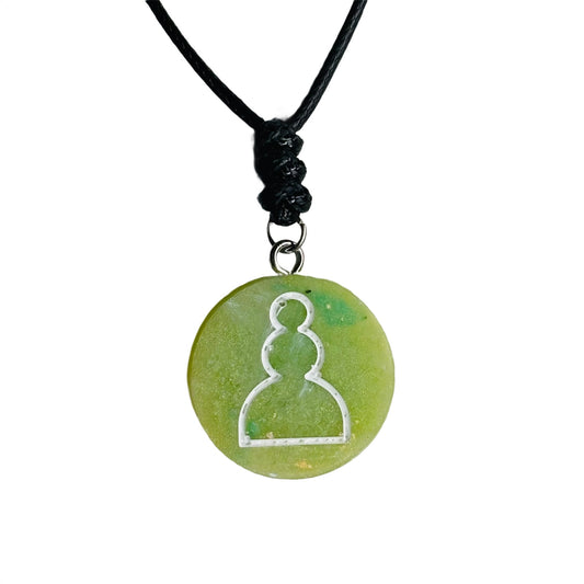 Lime Green Pawn - Handmade Resin Chess Necklace