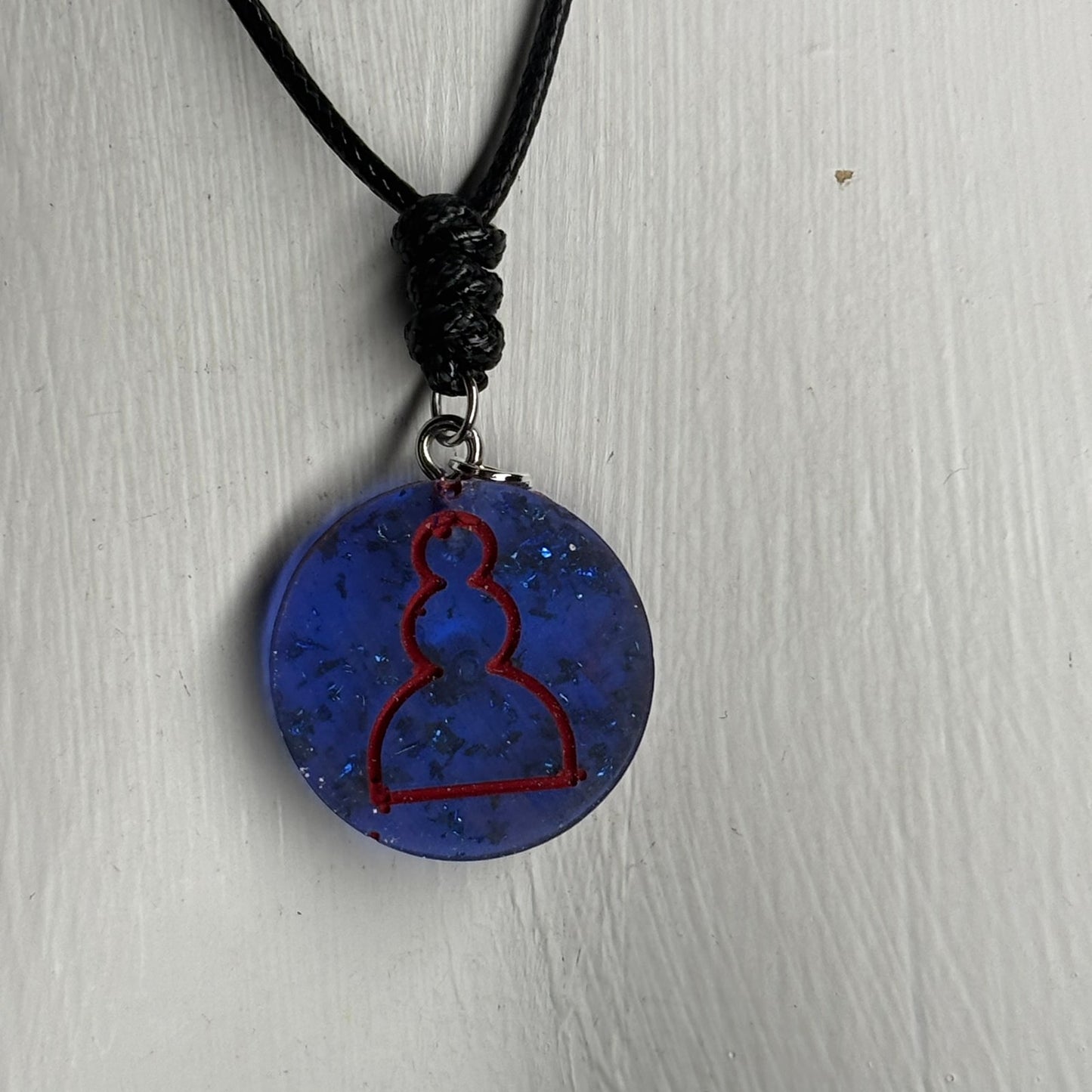Simple Blue Pawn - Handmade Resin Chess Necklace