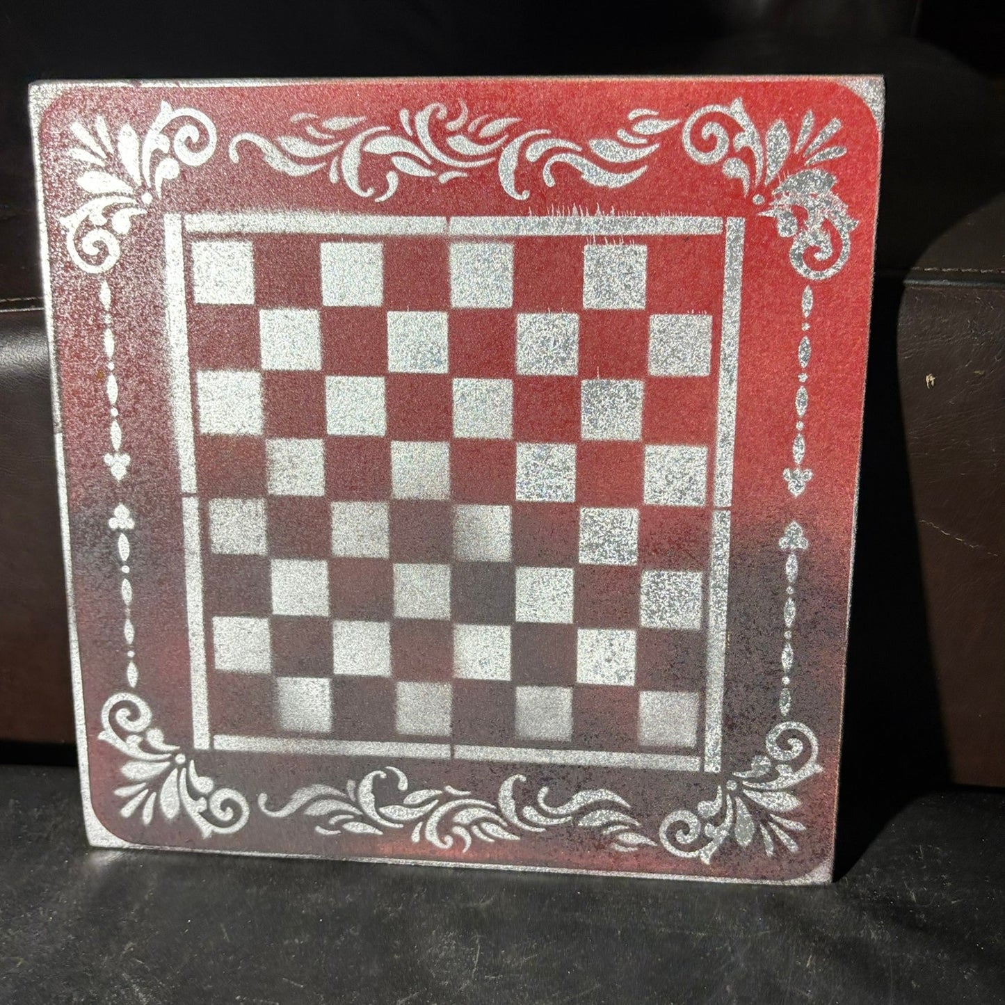 Emperors Red & Black - Painted Chess Board