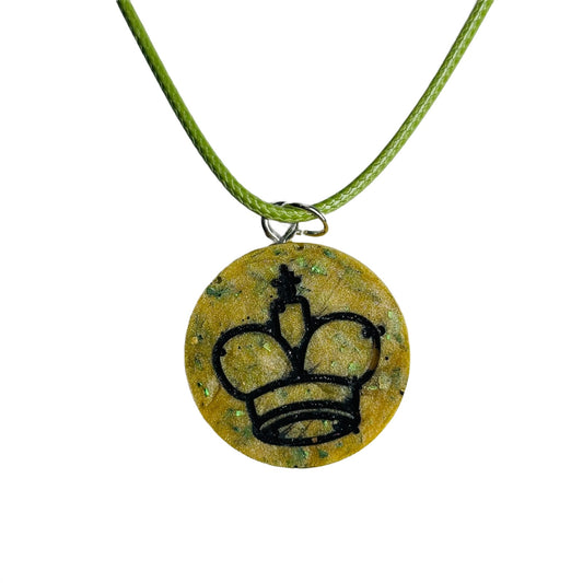 Modest Green King - Handmade Resin Chess Necklace