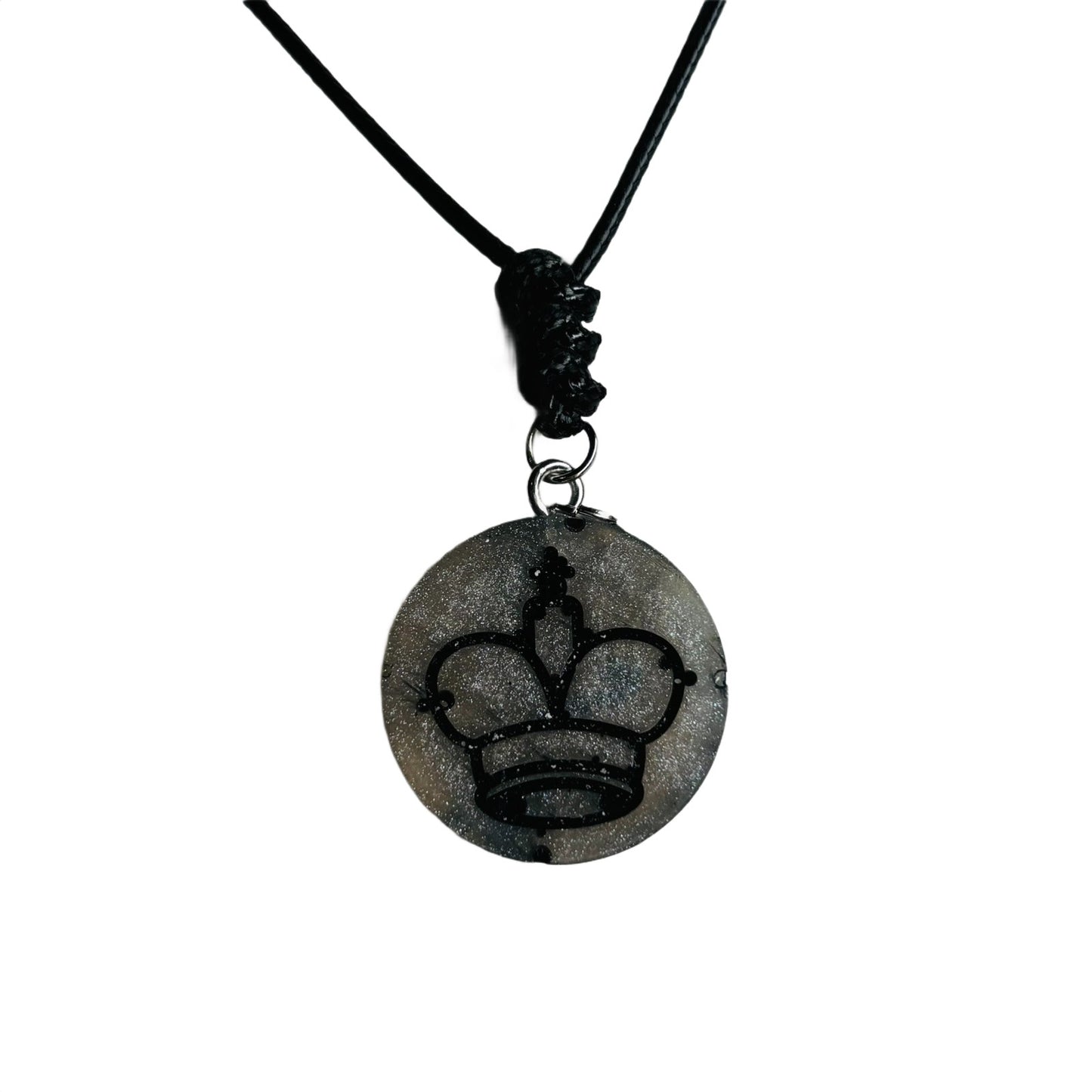Silver Dark Queen - Handmade Resin Chess Necklace