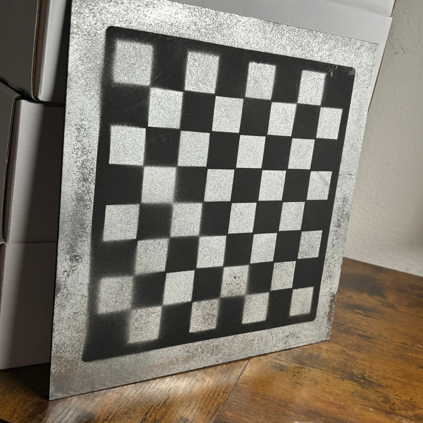 Black & Silver - Painted Chess Board