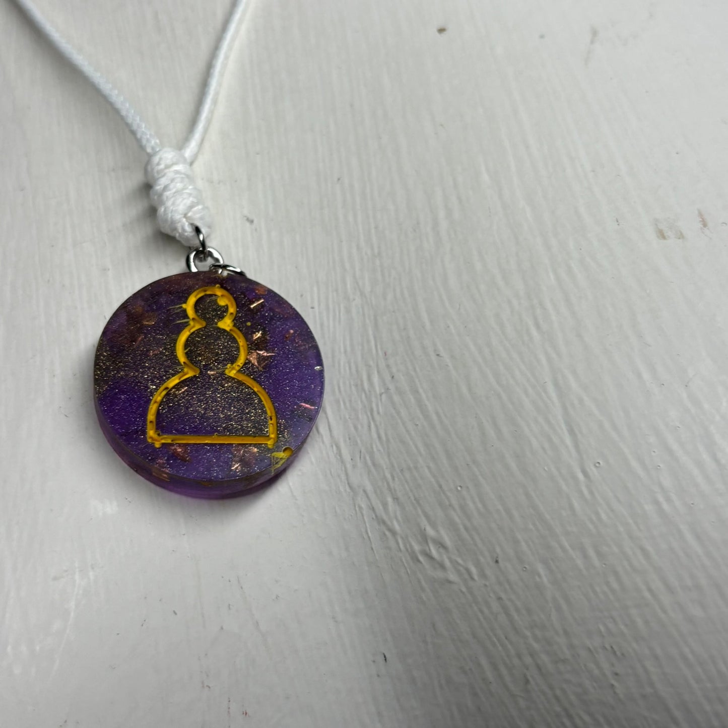 Purple Crystal Pawn - Handmade Resin Chess Necklace