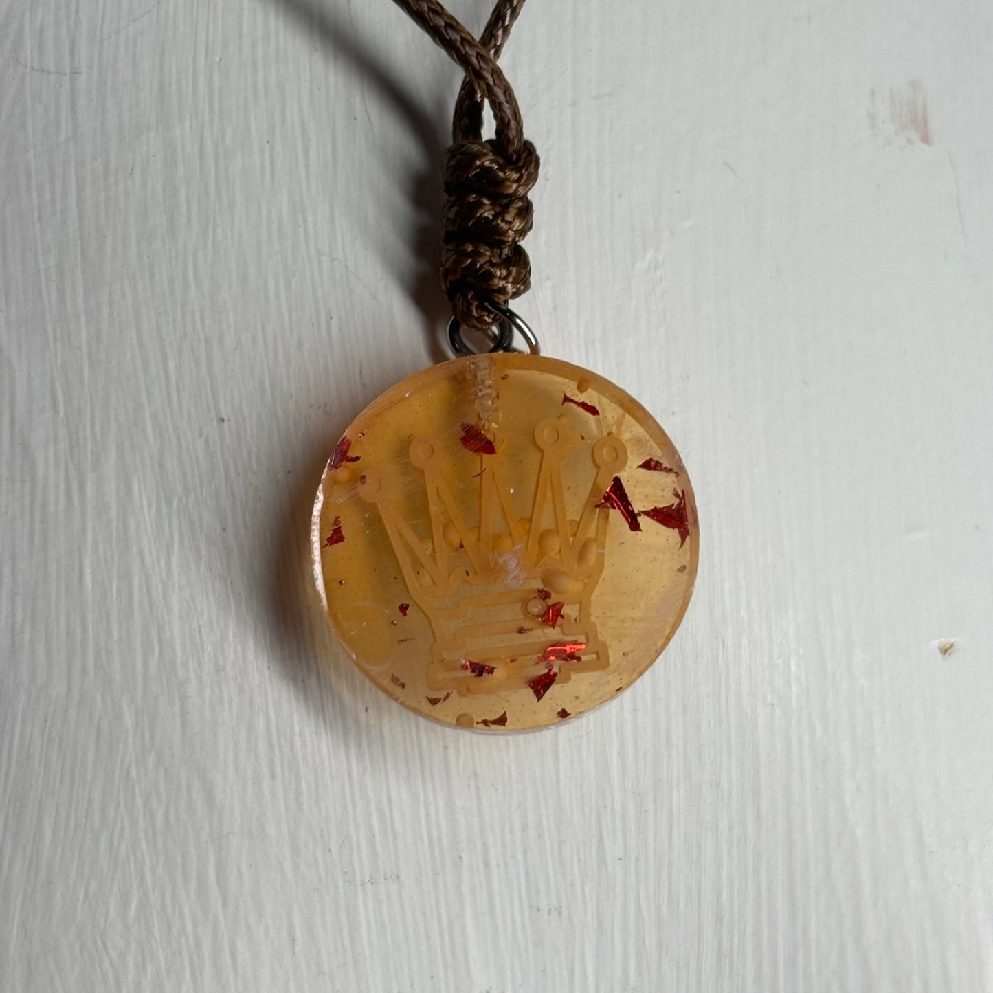Light Amber Queen - Handmade Resin Chess Necklace