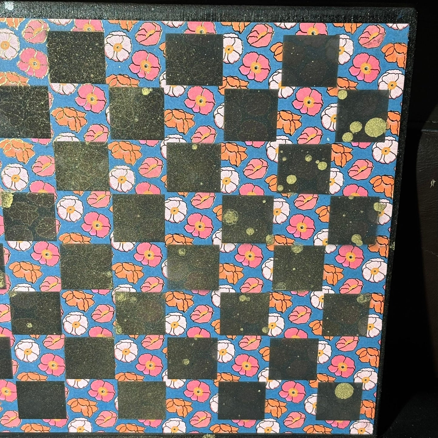 Golden Lining Flowers - Scrapbook Chess Board
