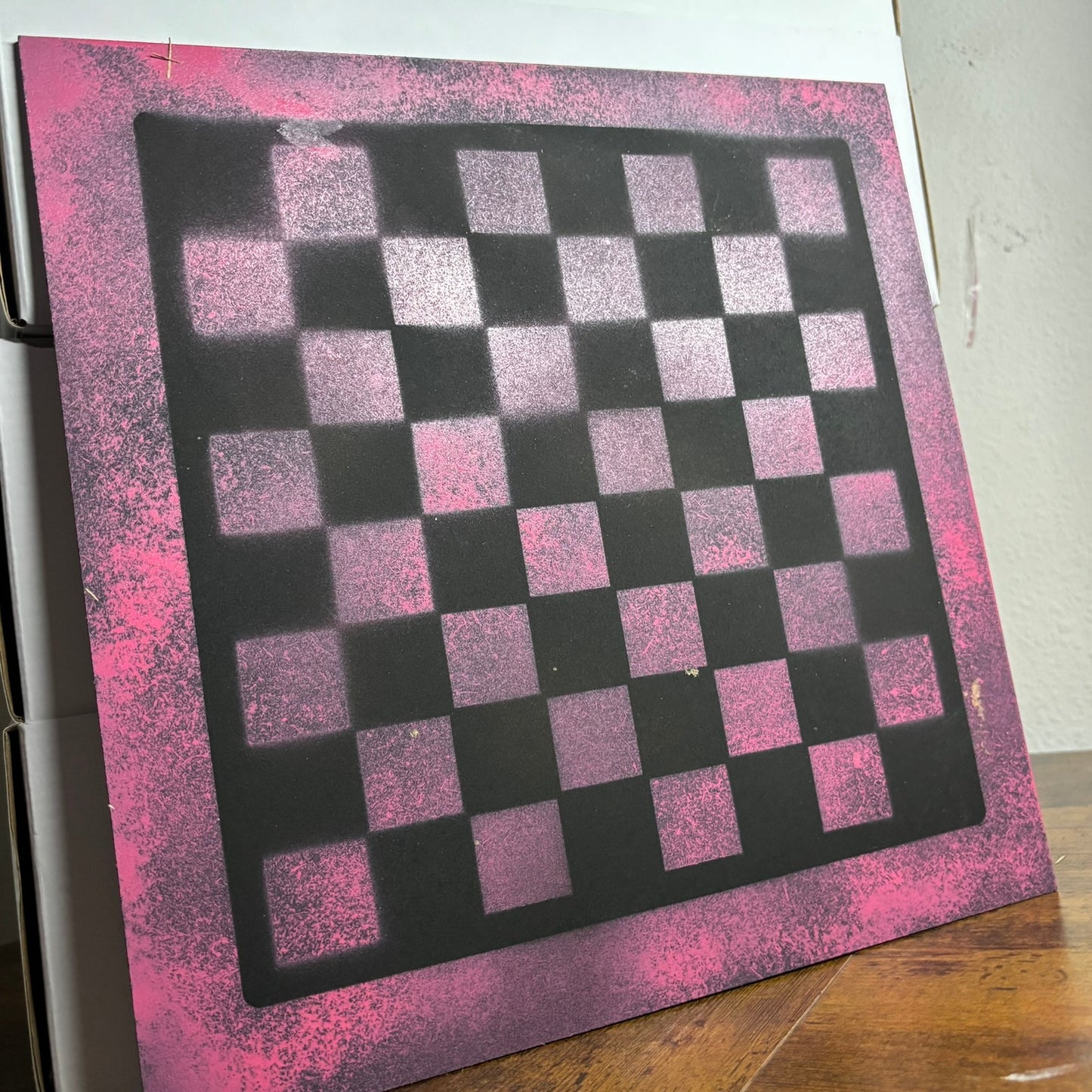 Pink & Black - Painted Chess Board