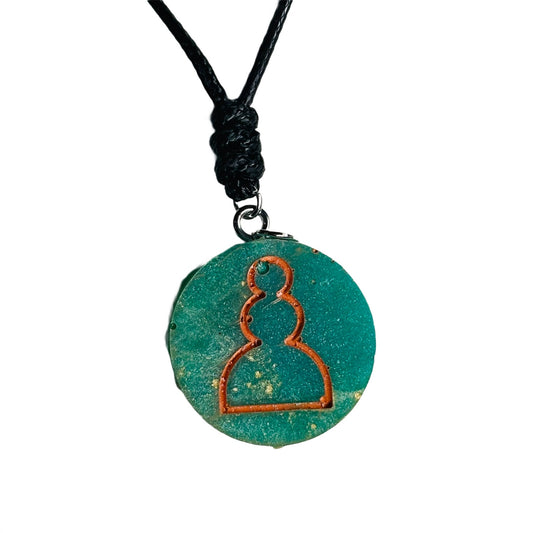 Splendid Green Pawn - Handmade Resin Chess Necklace