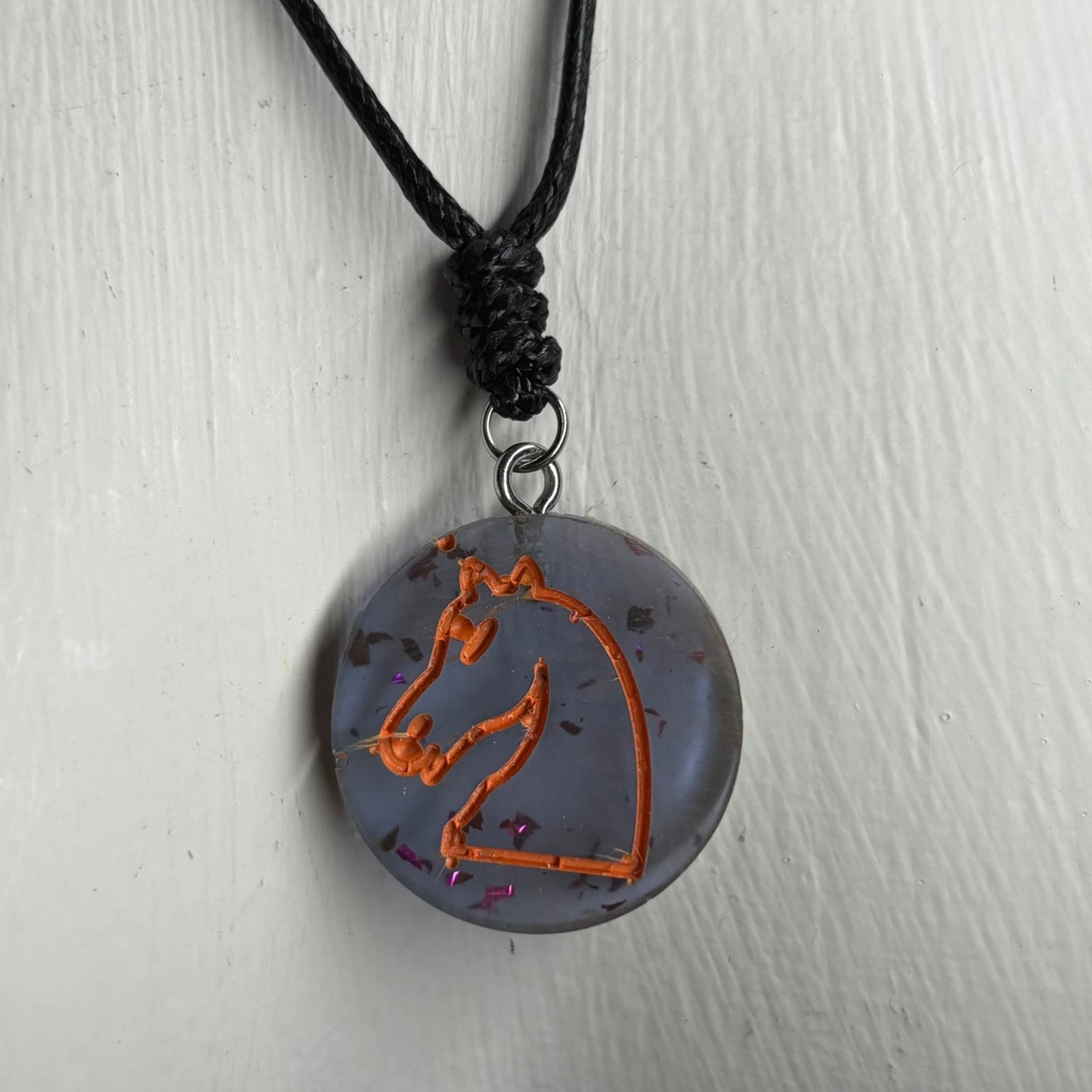 Cool Blue Knight - Handmade Resin Chess Necklace