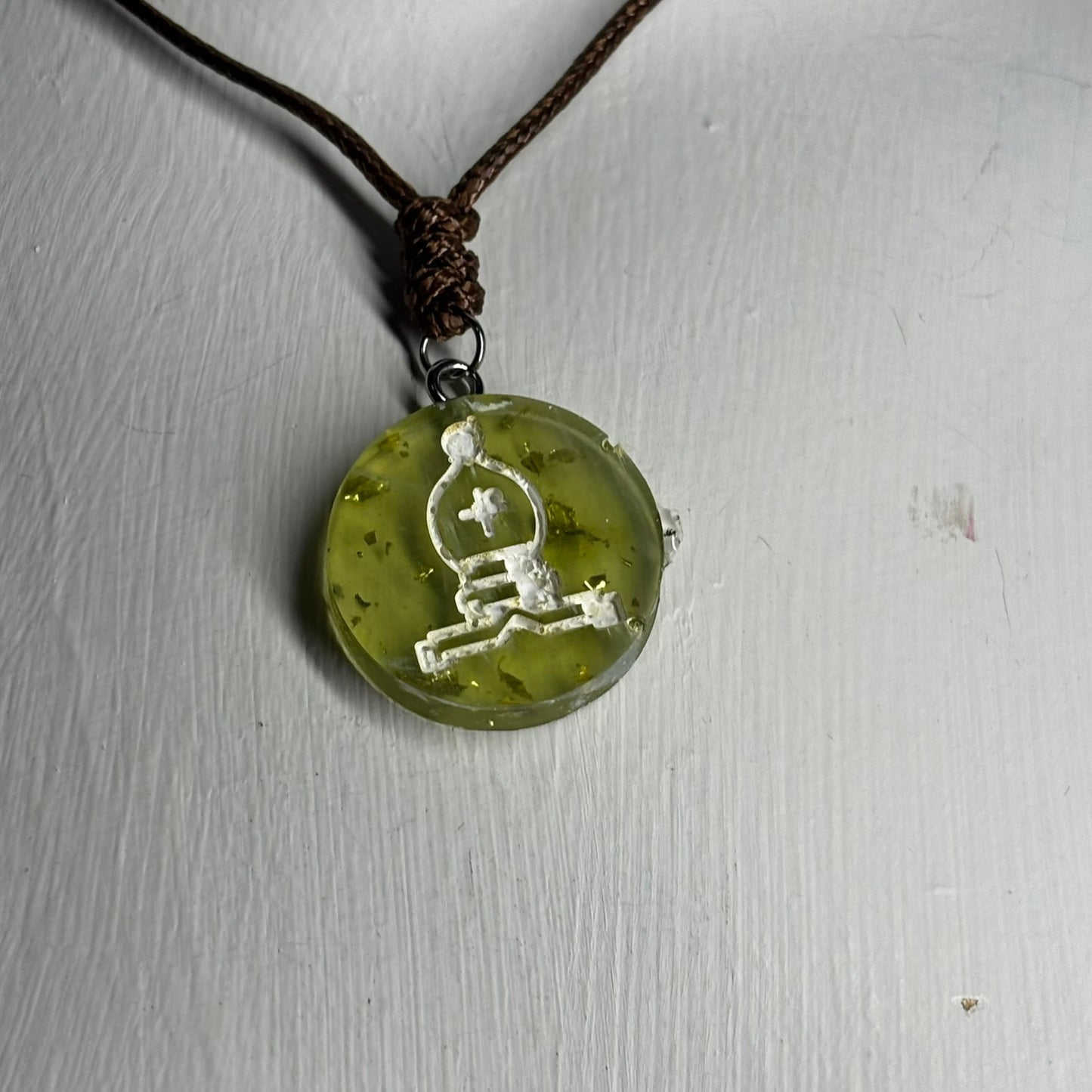 Green Lime Bishop - Handmade Resin Chess Necklace