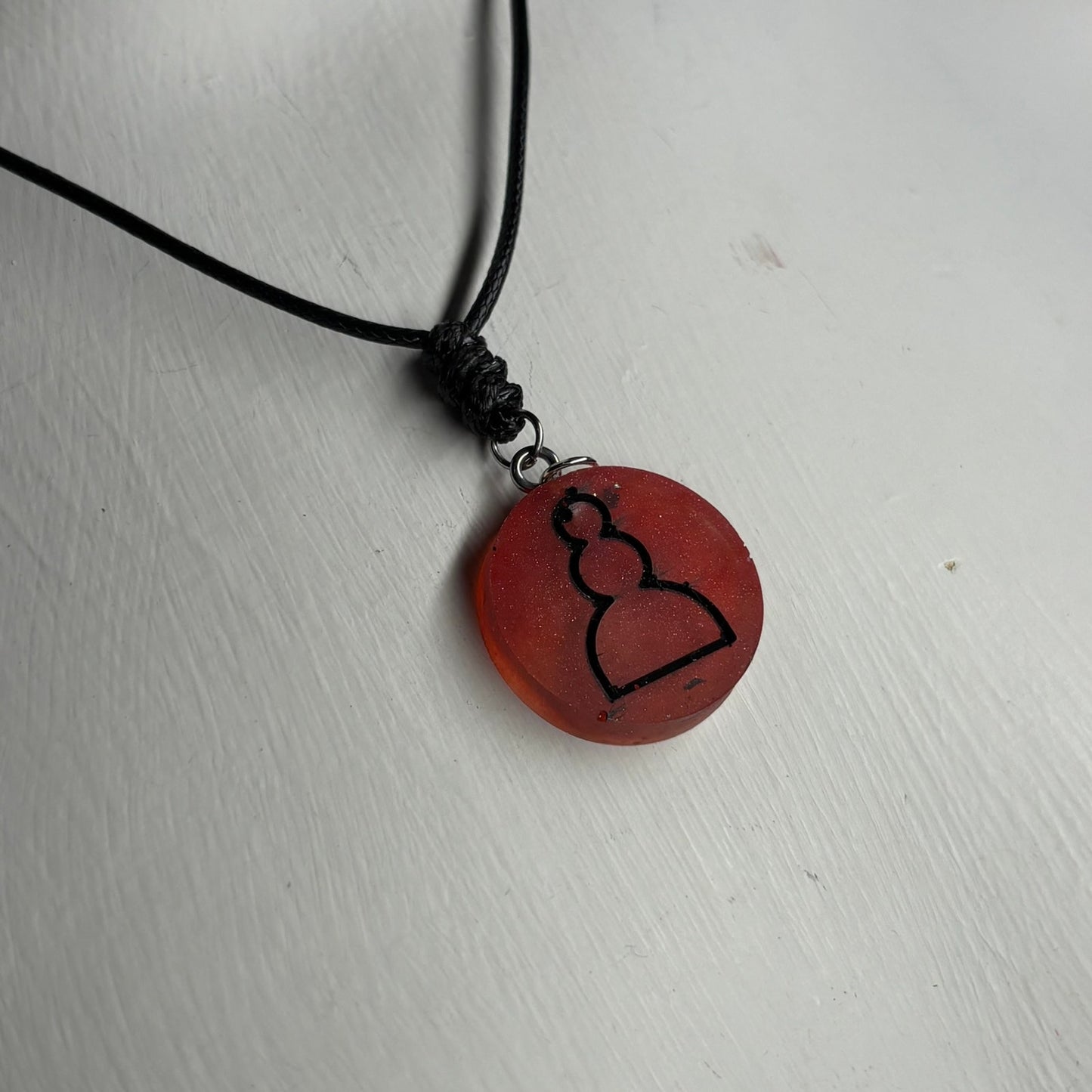 Red Pawn - Handmade Resin Chess Necklace