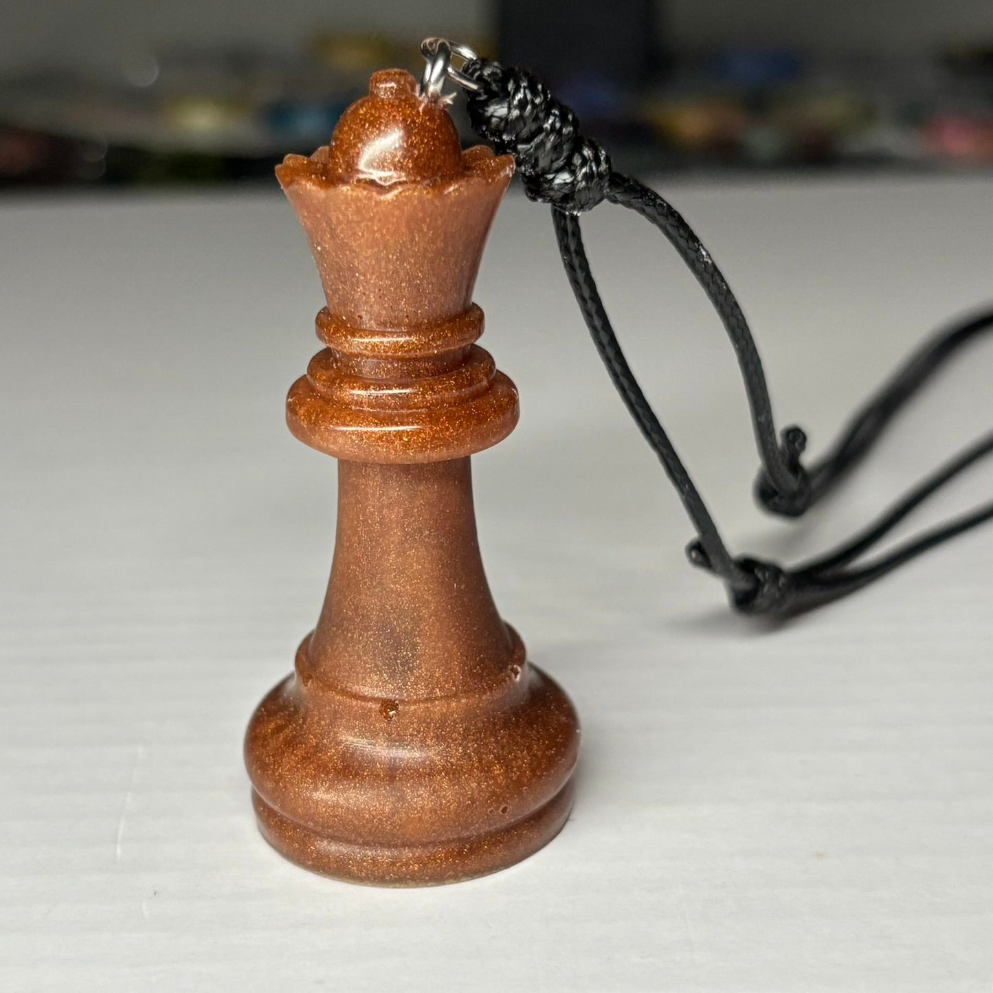 Bronze Brown Queen - Handmade Resin Chess Necklace