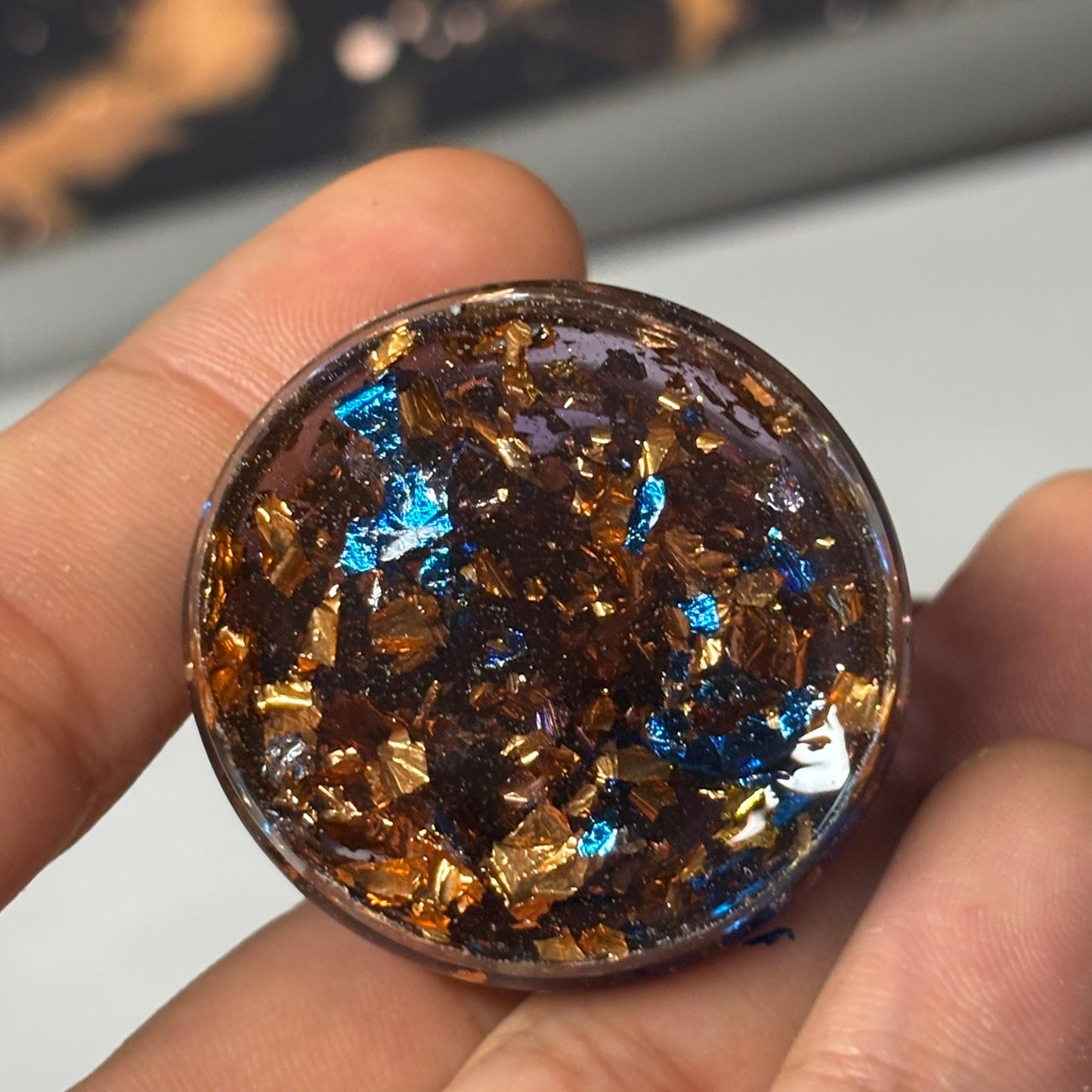 Amber Crystal Burst Knight - Handmade Resin Keychain - Large Edition