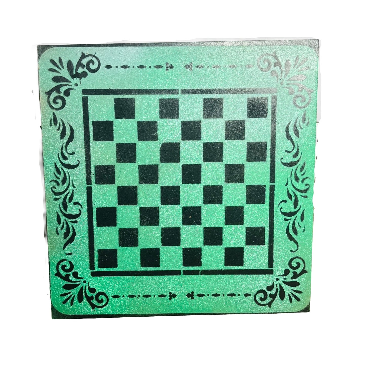 Green & Black - Painted Chess Board