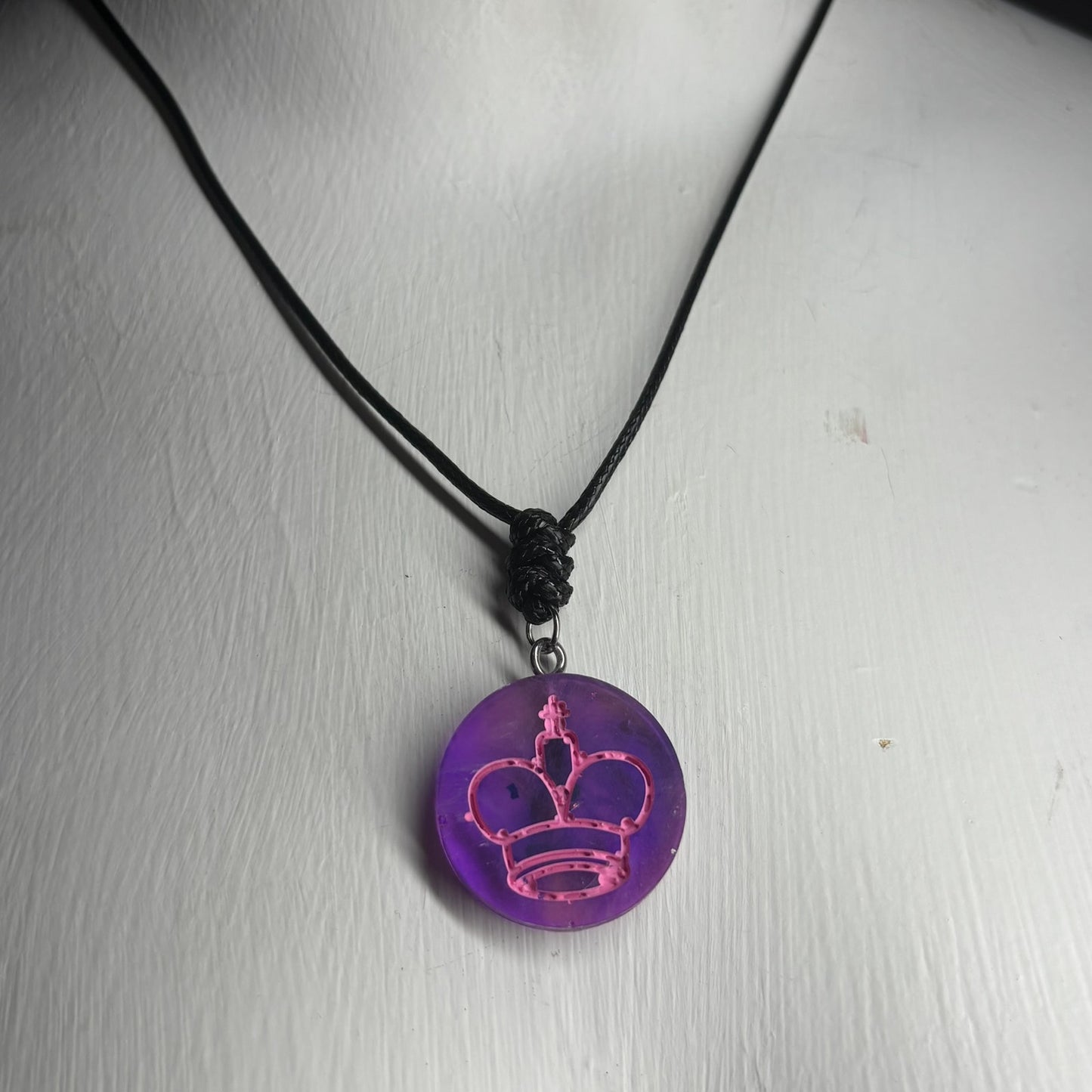 Purple Pink King - Handmade Resin Chess Necklace
