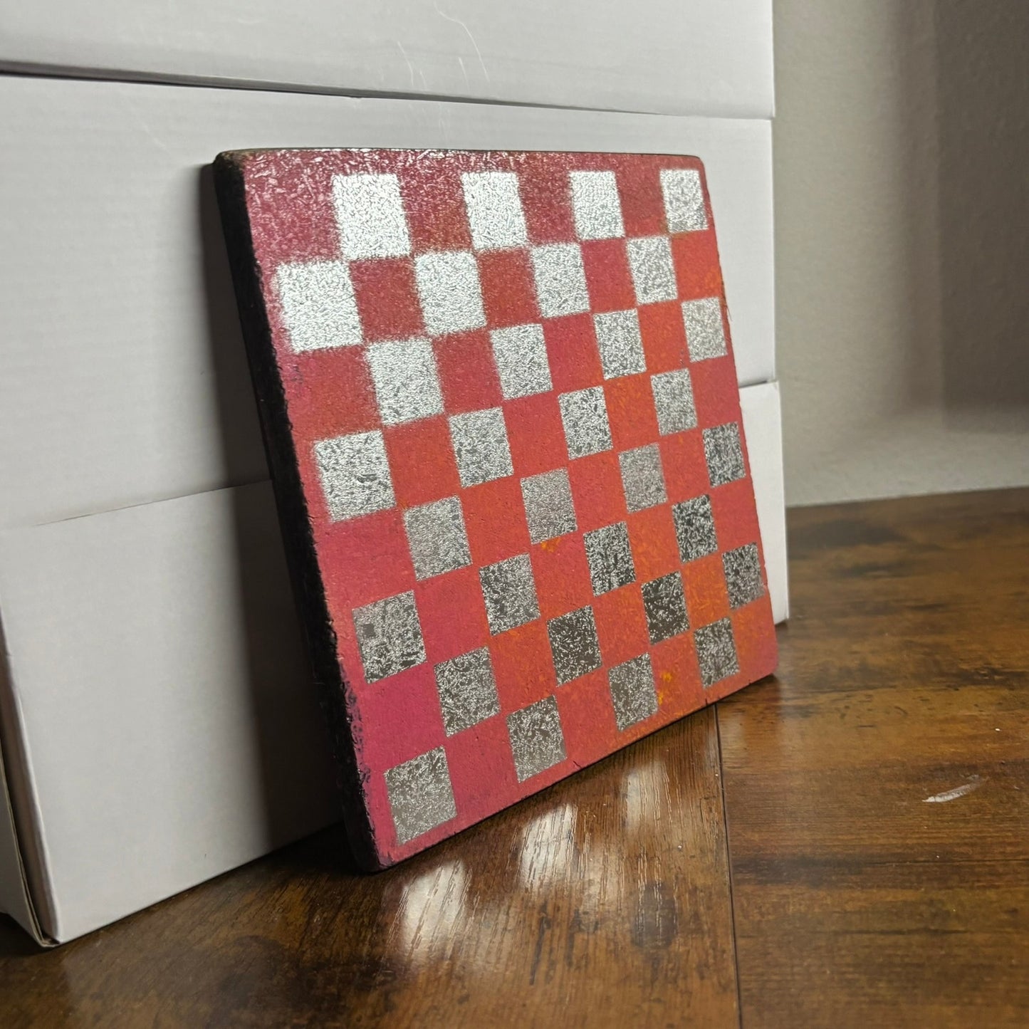 Red Orange Chrome Hue - Painted Double Sided Chess Board