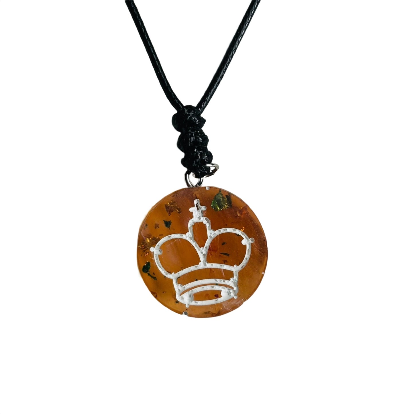 Amber King - Handmade Resin Chess Necklace