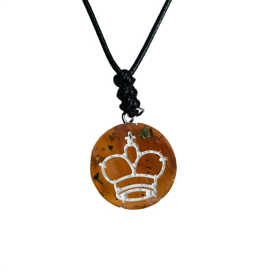 Amber King - Handmade Resin Chess Necklace