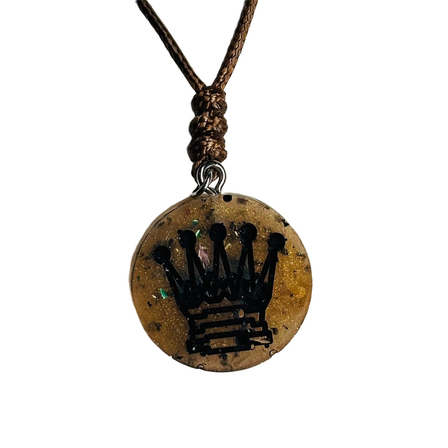 🎁 Brown Royal Queen - Handmade Resin Chess Necklace (100% off)