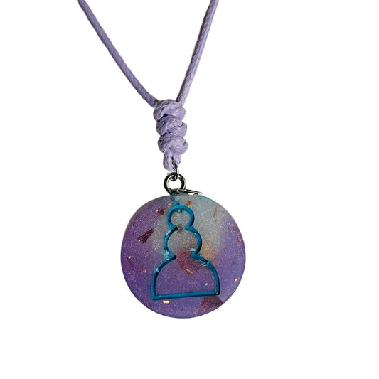 Purple Frost Pawn - Handmade Resin Chess Necklace