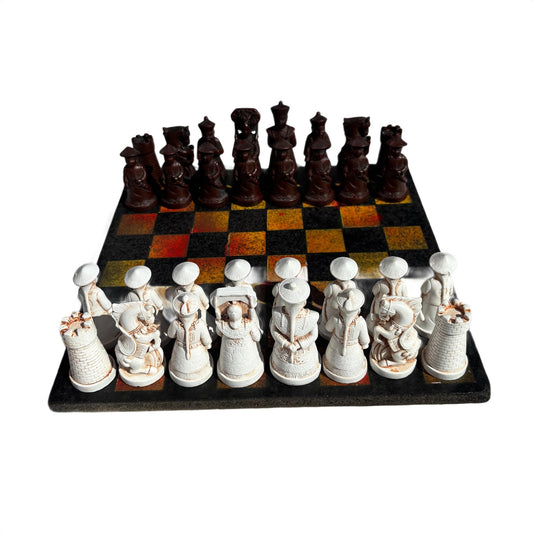 Fire Orange & Black  - Chinese Edition Chess Set