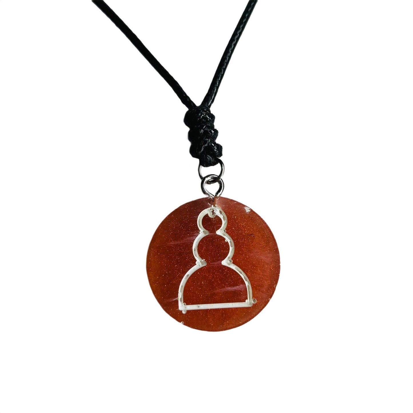 🎁 Amber Orange Pawn - Handmade Resin Chess Necklace (100% off)