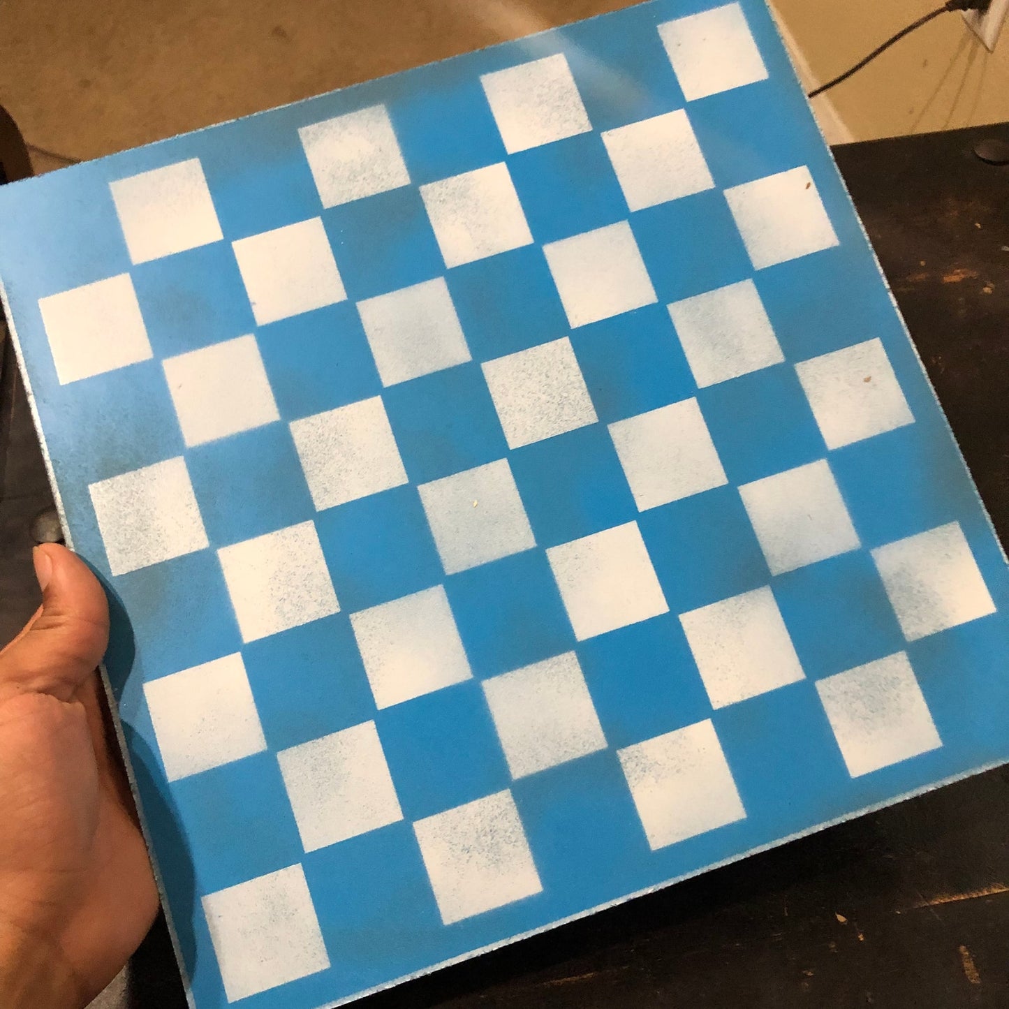 Purple/Blue & White - Painted Chess Set
