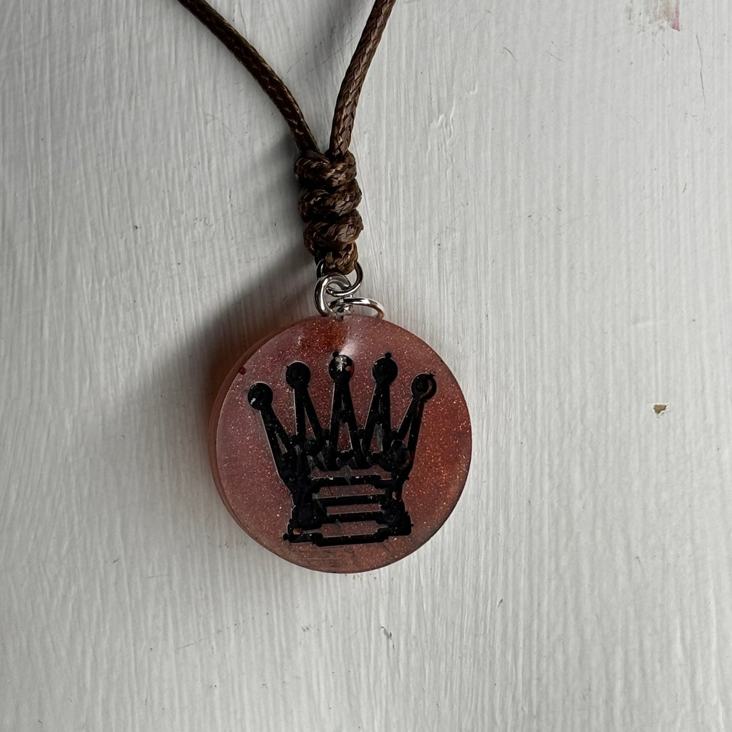 Fading Red Queen - Handmade Resin Chess Necklace