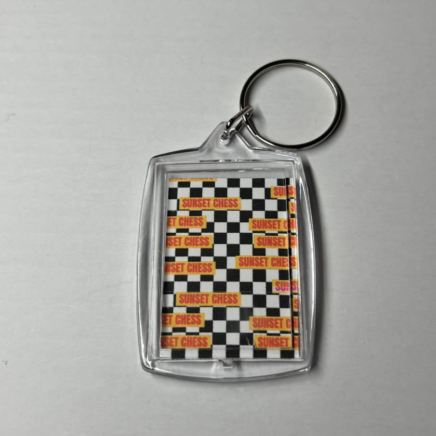 Knight & His Companion - Sunset Chess Photo Keychain