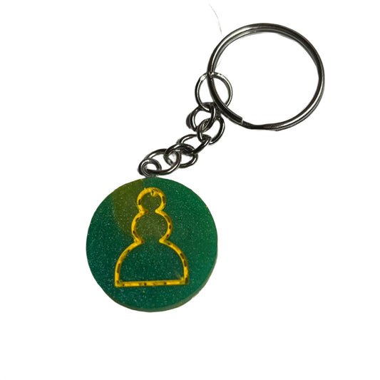 Cheesehead Green Pawn - Handmade Resin Keychain - Flat Edition