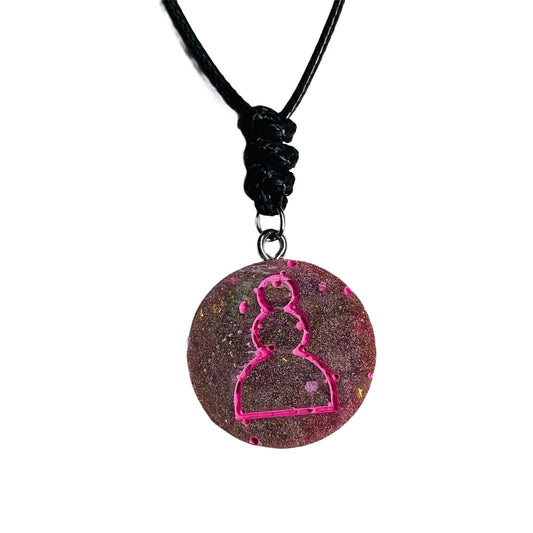 Pink Space Pawn - Handmade Resin Chess Necklace